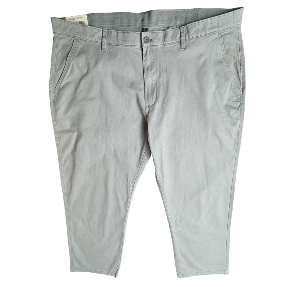 English Laundry Mens 42x29 Pants Chino Flat Front Straight Regular Fit Gray New